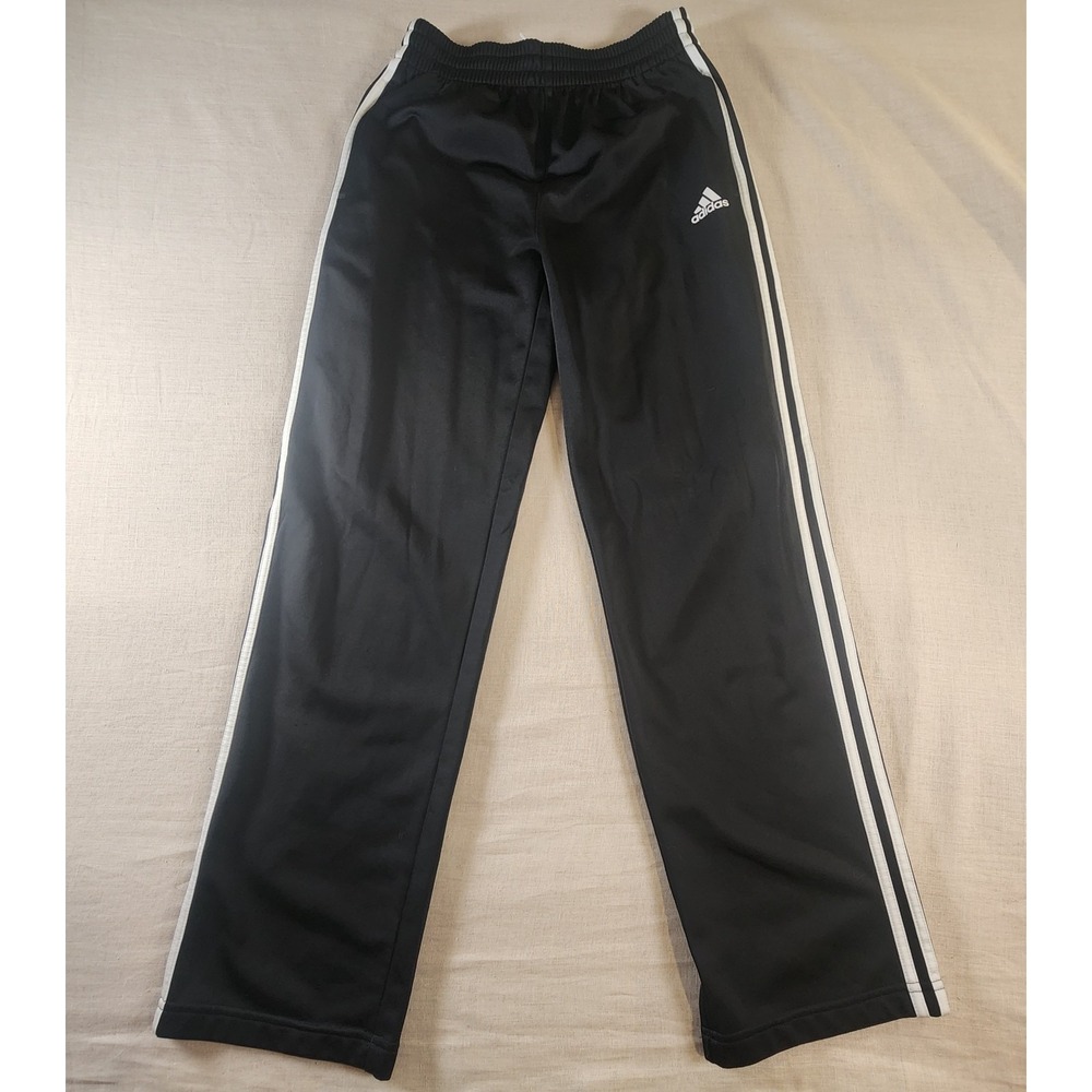 Adidas Youth 3‑Stripes Track Pants Black White Size Large 14/16 Polyester